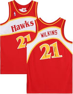 Dominique Wilkins Atlanta Hawks Fanatics Authentic Autographed Red Mitchell and Ness 1986 Hardwood Classic Logo Swingman Jersey with "HHF" Inscription