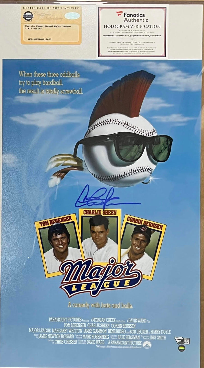 Charlie Sheen Fanatics Authentic Autographed Major League 11x7 Poster
