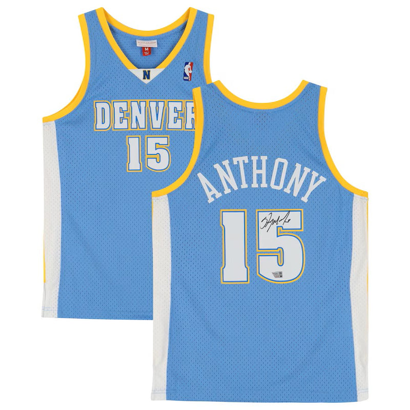 Carmelo Anthony Denver Nuggets Autographed Light Blue Mitchell & Ness 2003-2004 Swingman Jersey