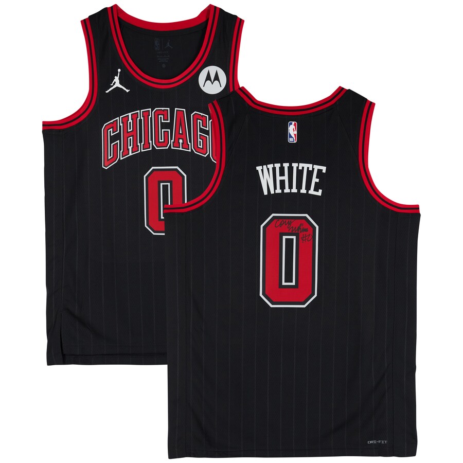 Coby White Chicago Bulls Autographed Black Jordan Brand Statement Edit
